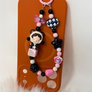 Handmade authentic Skull panda PopBean phone charm
